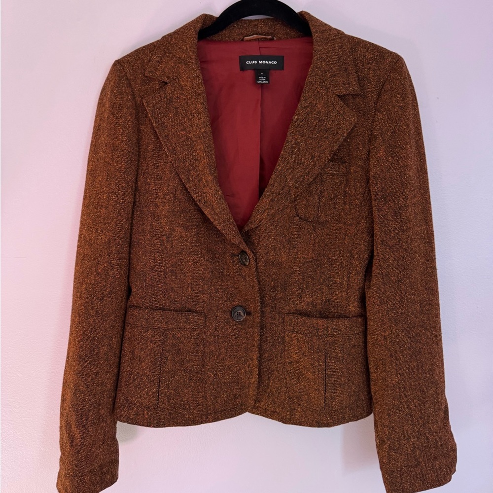 Club Monaco Wool Blend Blazer - 🍂 Autumn / Rust Color